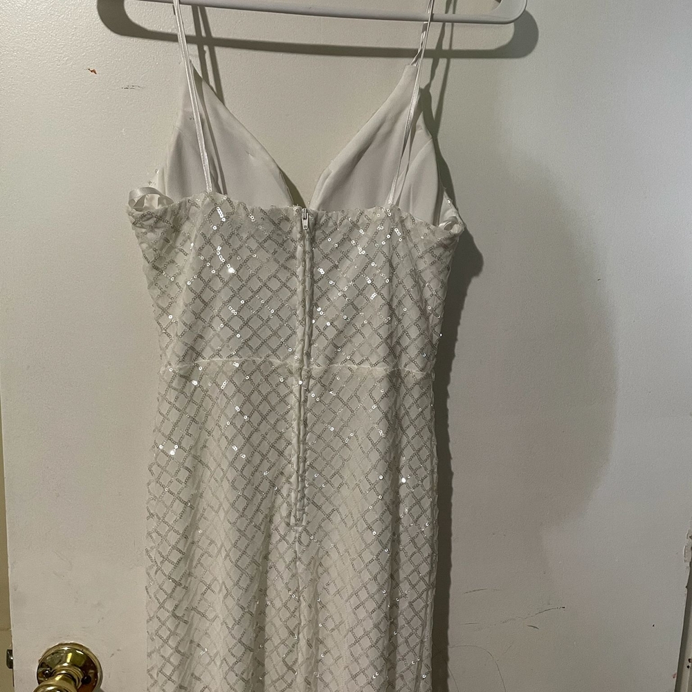 B. Smart Cream Slip Dress Spaghetti Strap V-Neck